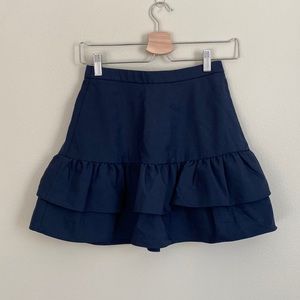JCrew navy ruffle skirt